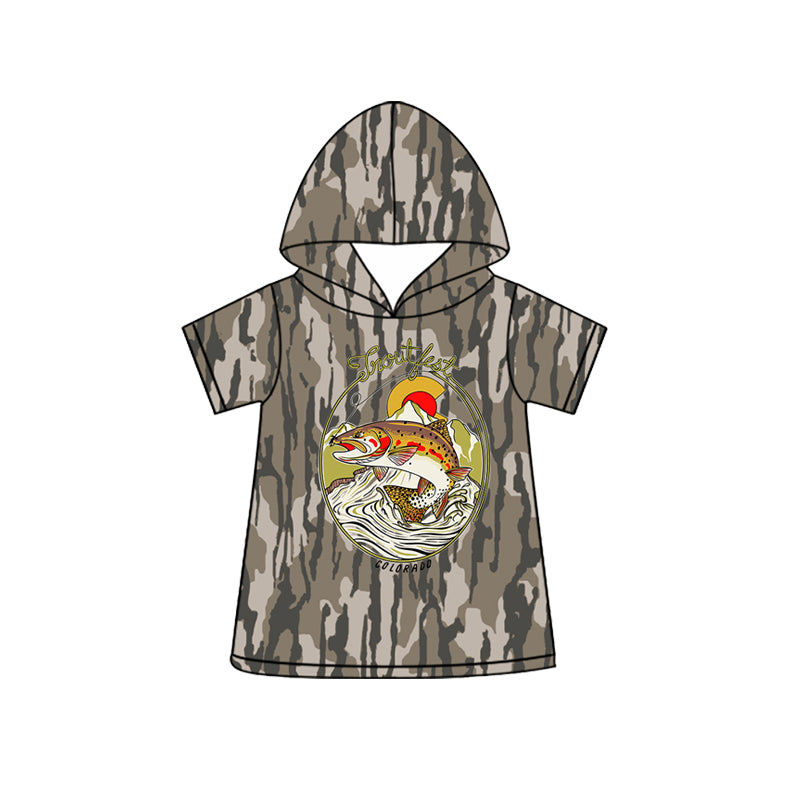 4.3 Toddler Boys Camo Duck Hunting Short Sleeve Hoodie Top Preorder