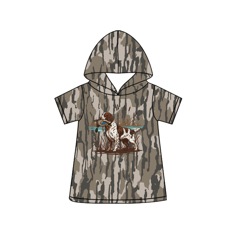 4.3 Toddler Boys Camo  Hunting Dog Short Sleeve Hoodie Top Preorder