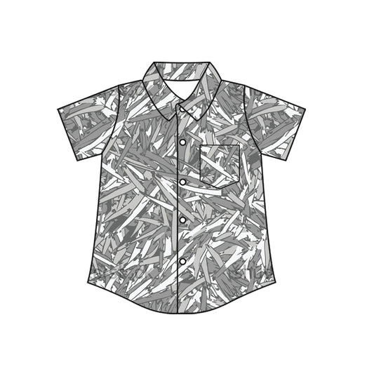 4.8 BT1784 Preorder Grey Camo Boys Pocket Button Tee Shirts Top