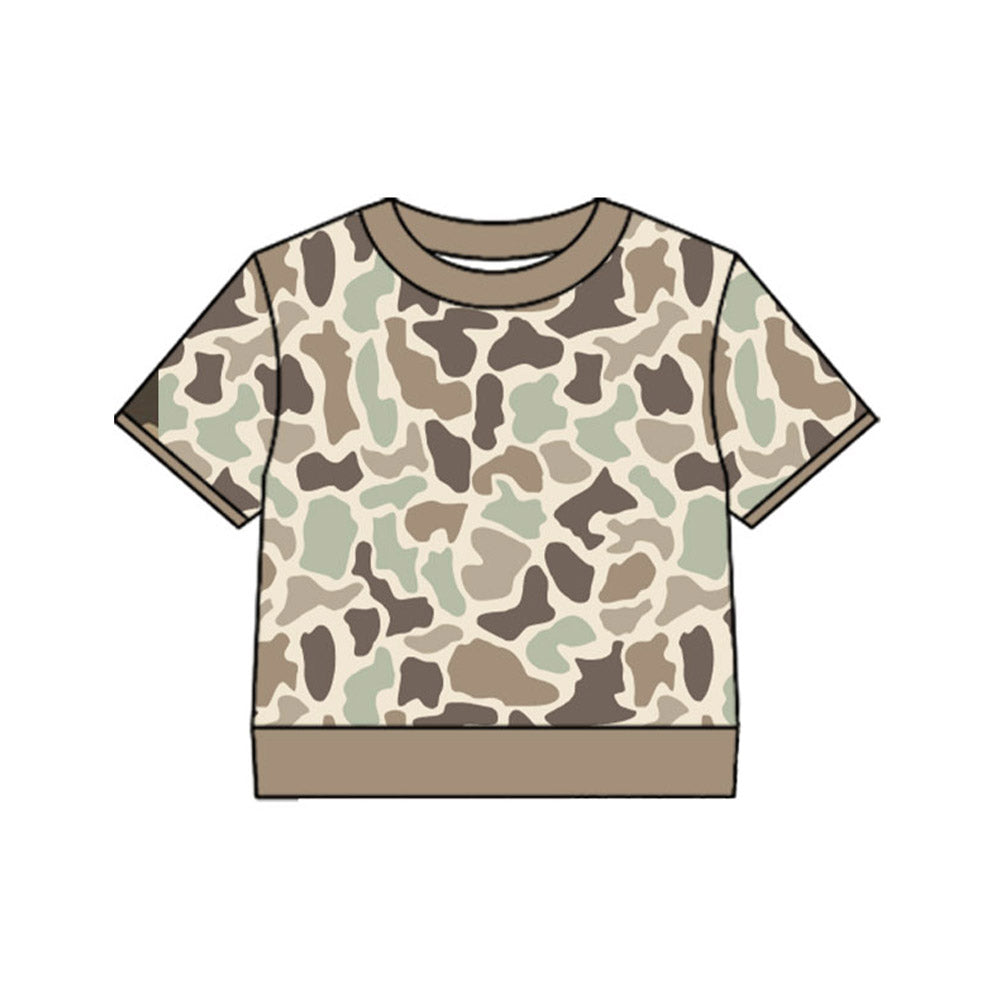 4.17 BT1796 Preorder Brown Camo Print Kids Tee Shirts Top