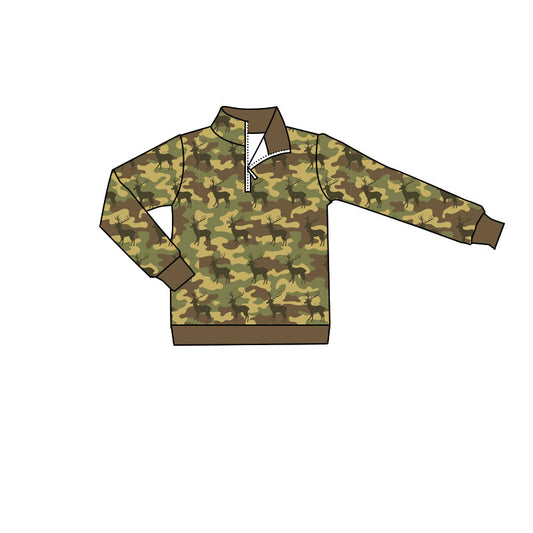4.18 Toddler Boys Camo  Hunting Deer Long Sleeve Pullover Top Preorder