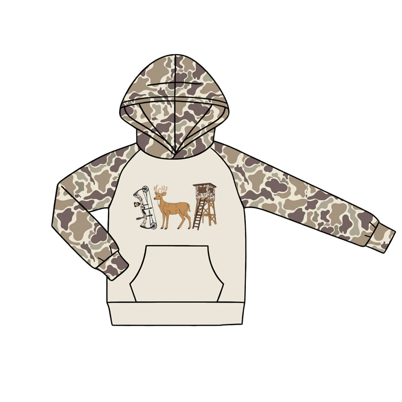 4.18  Toddler Boys Hoodie Hunting Deer Light Brown Camo Long Sleeve Hoodie Top Preorder