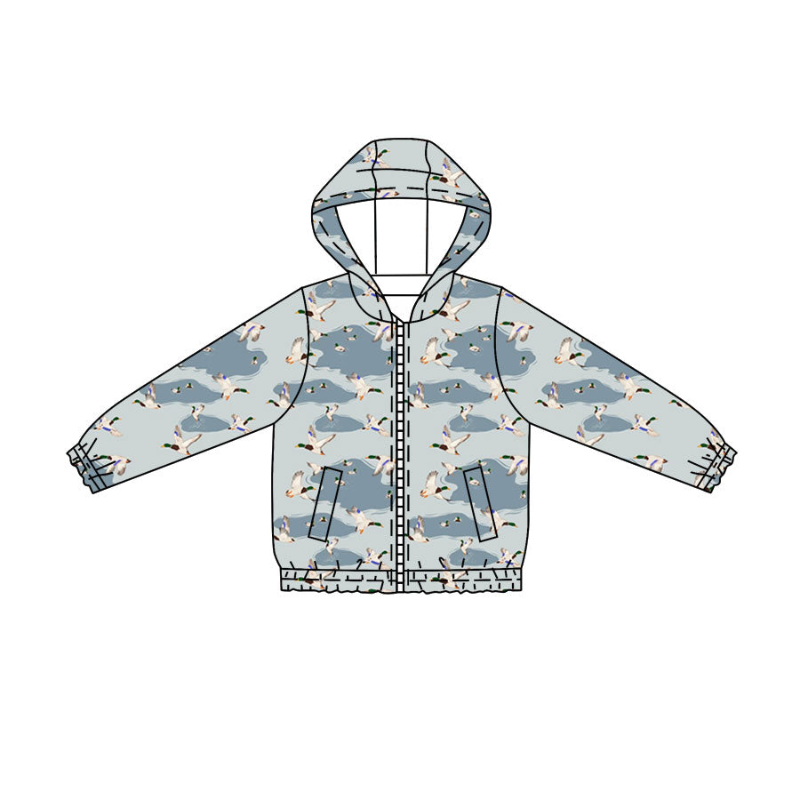 4.21 Boys Duck Print Mallard Duck Full Zip Hooded Jacket -  Preorder