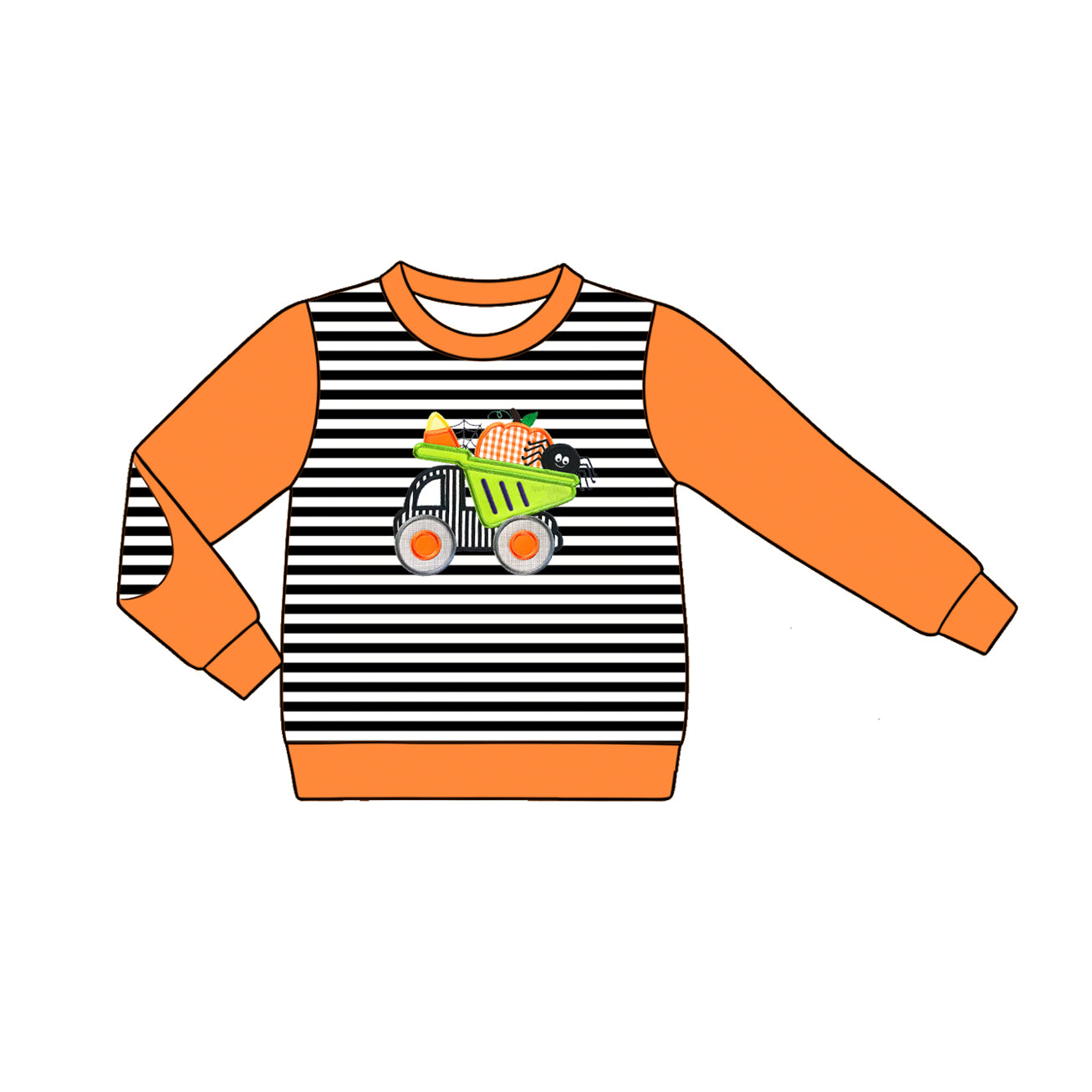4.22 BT1821 Preorder Pumpkin Dump Truck Stripes Boys Halloween Tee Shirts Top