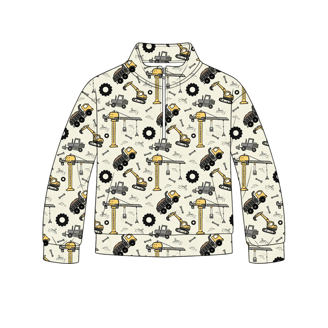 5.9 Boys  Construction Truck Long Sleeve Quarter-Zip Pullover Preorder
