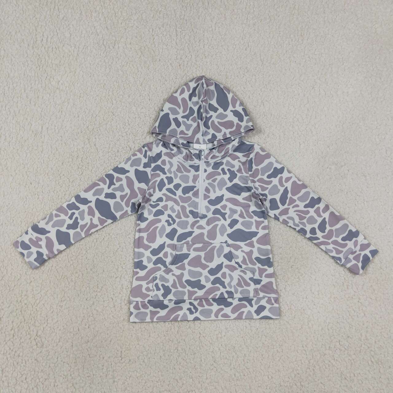 Mommy and Me Baby Girls Grey Camo Long Sleeve Zipper Hoodie Top with Pocket