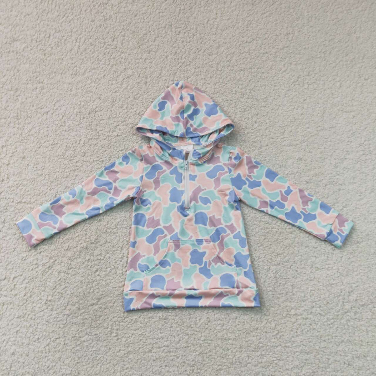 Mommy and Me Baby Girls Purple Blue Camo Long Sleeve Zipper Hoodie Top with Pocket