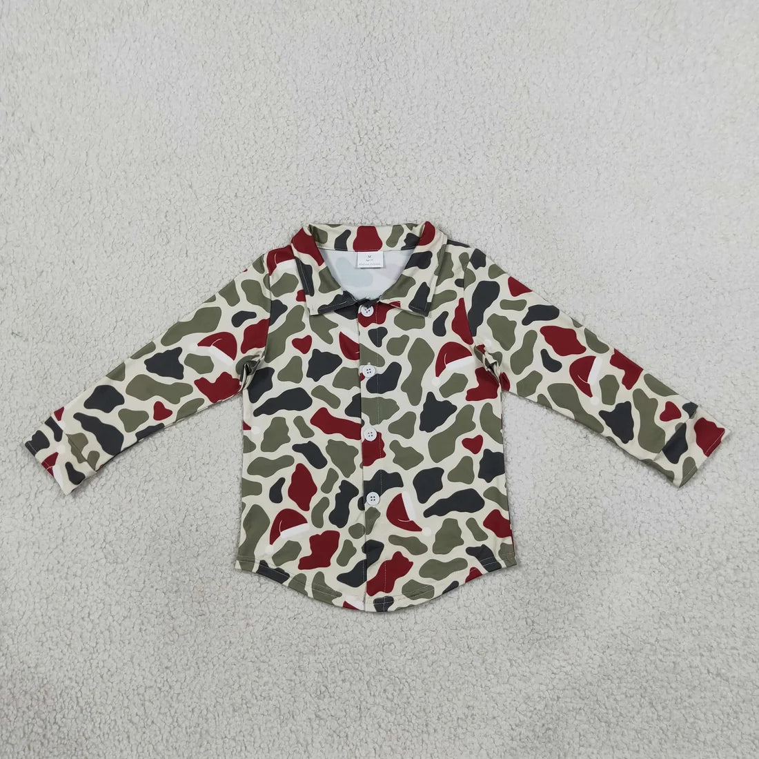 Sibling Baby Boys Christmas Green Red Camo Long Sleeve Pajama Set and Shirt Top