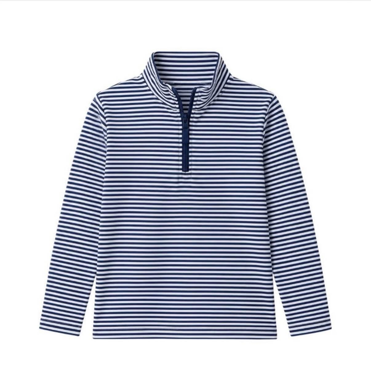 7.6 Preorder Kids Boys Navy Long Sleeve Zipper Pullover Top