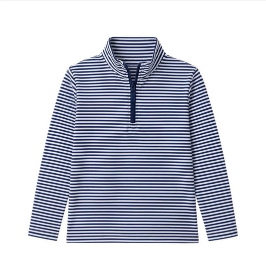 7.6 Preorder Kids Boys Navy Long Sleeve Zipper Pullover Top
