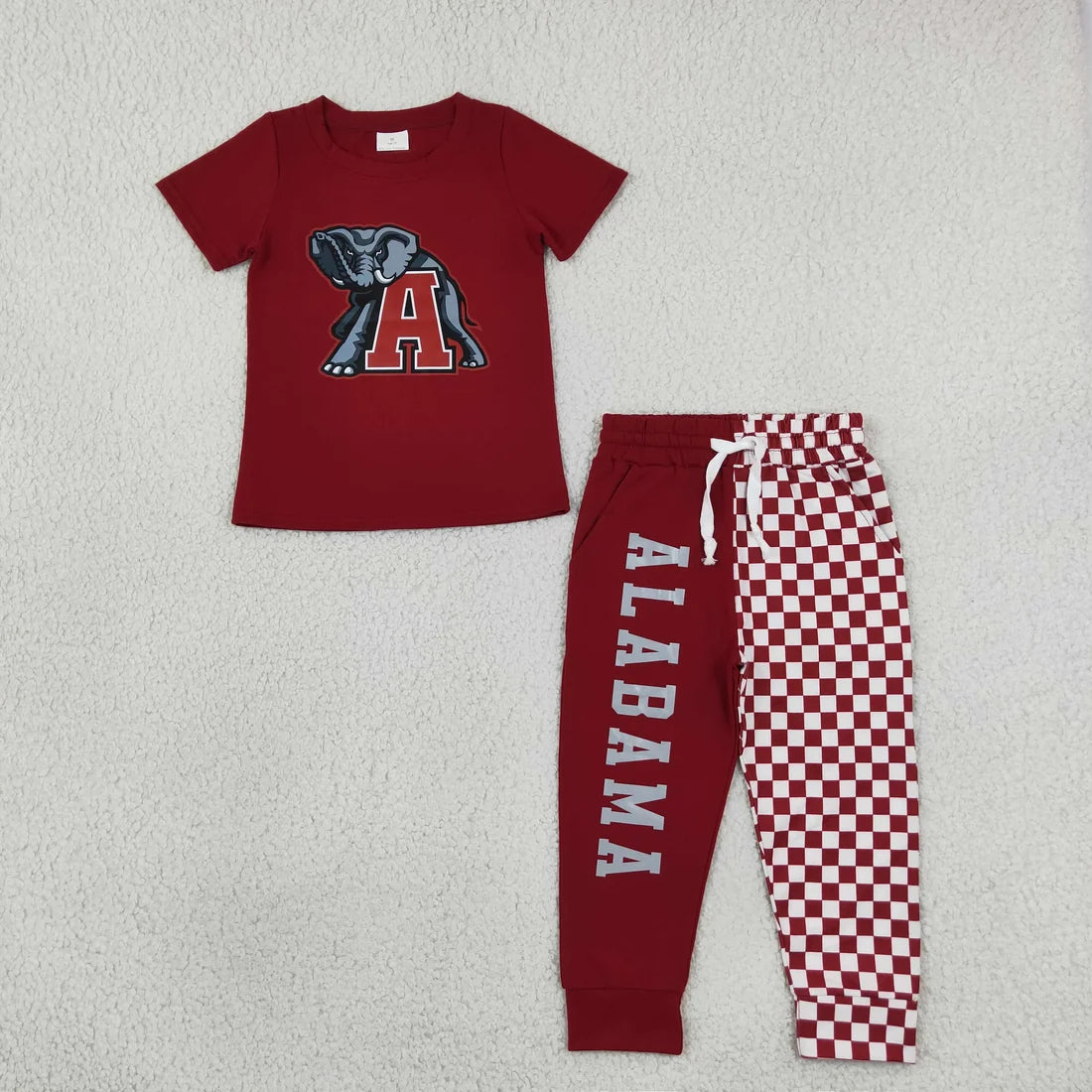 Kids Boys Alabama Short Sleeve Top with Checked Jogger Set