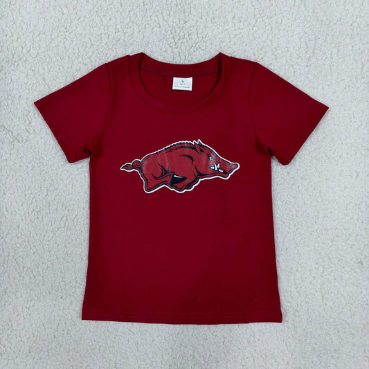 BT1885 Teams Arkansas Vinyl Wine Cotton Kids Short Sleeve T-shirt Top
