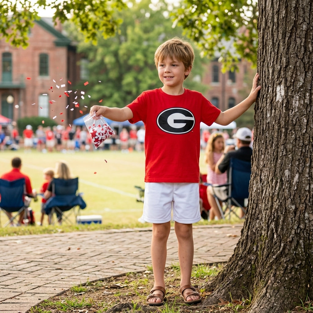 BT1886 Teams Georgia Red Cotton G Vinyl Baby Boys Short Sleeve T-shirts Top