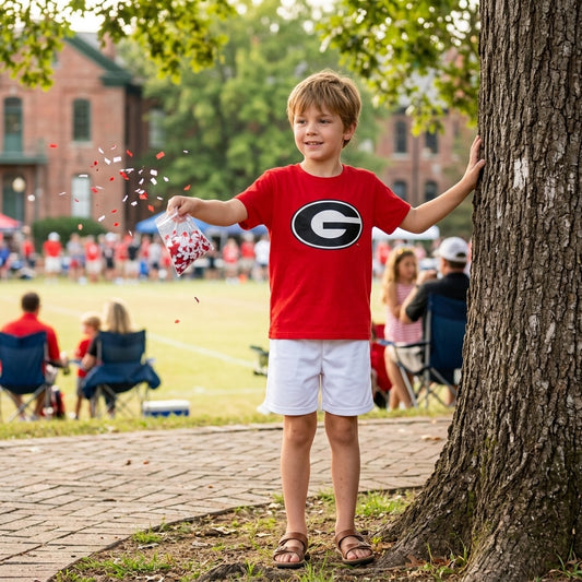BT1886 Teams Georgia Red Cotton G Vinyl Baby Boys Short Sleeve T-shirts Top