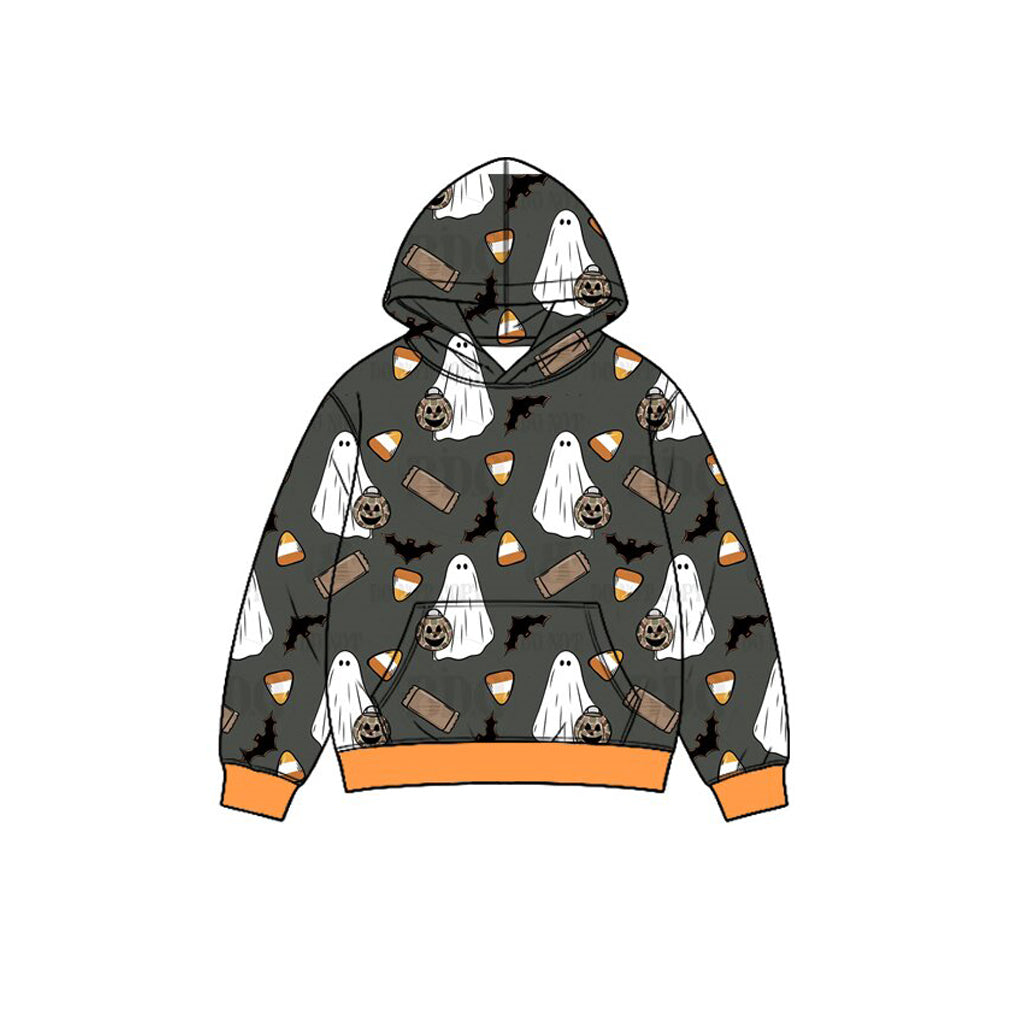 8.7 Preorder Kids Boys Halloween Ghost  Long Sleeve Zipper Pullover Top