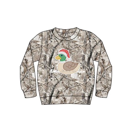 8.19 BT1915 Preorder Duck Branch Print Boys Christmas Tee Shirts Top