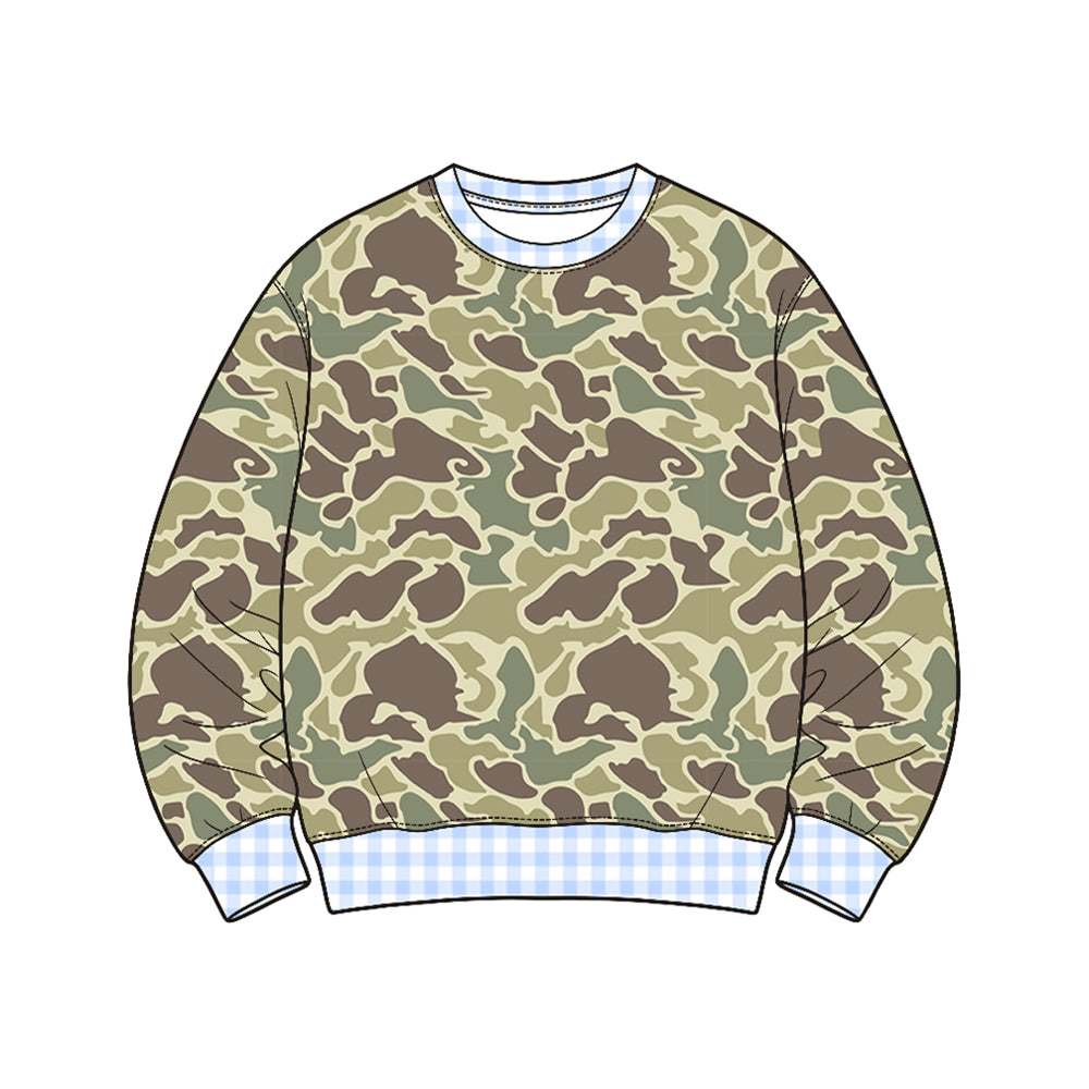 820 BT1921 Preorder Brown Green Camo Print Boys Tee Shirts Top