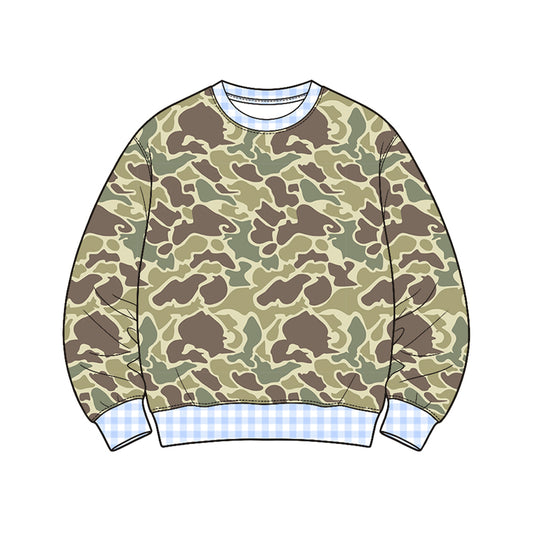 820 BT1921 Preorder Brown Green Camo Print Boys Tee Shirts Top