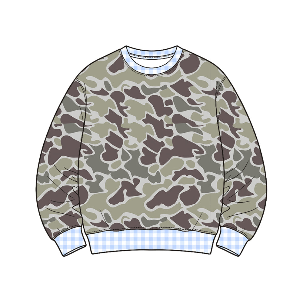 820 BT1922 Preorder Dark Brown Camo Print Boys Tee Shirts Top