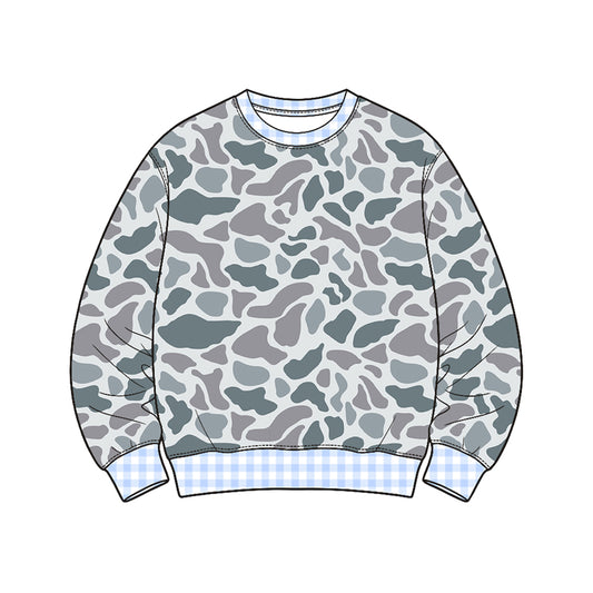 820 BT1923 Preorder Grey Camo Print Boys Tee Shirts Top