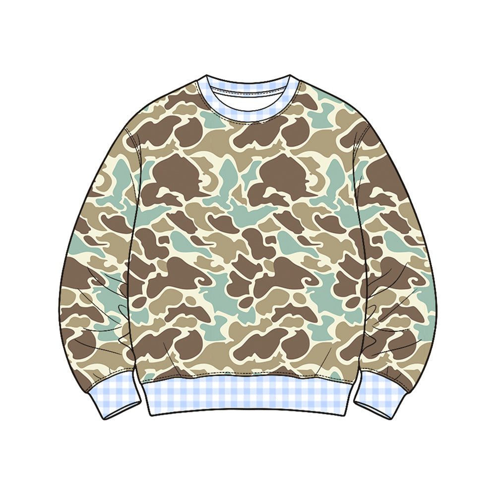8.20 BT1924 Preorder Brown Blue Camo Print Boys Tee Shirts Top
