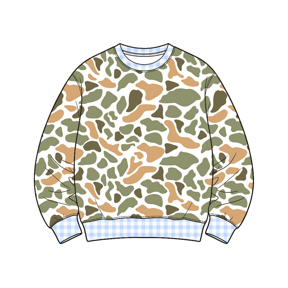 8.20 BT1926 Preorder Green Orange Camo Print Boys Tee Shirts Top