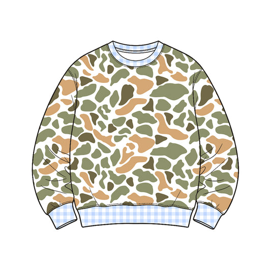 8.20 BT1926 Preorder Green Orange Camo Print Boys Tee Shirts Top
