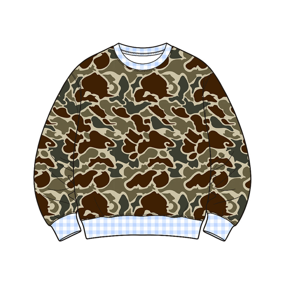 8.20 BT1927 Preorder Dark Brown Green Camo Print Boys Tee Shirts Top