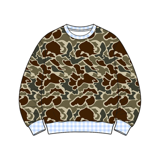 8.20 BT1927 Preorder Dark Brown Green Camo Print Boys Tee Shirts Top