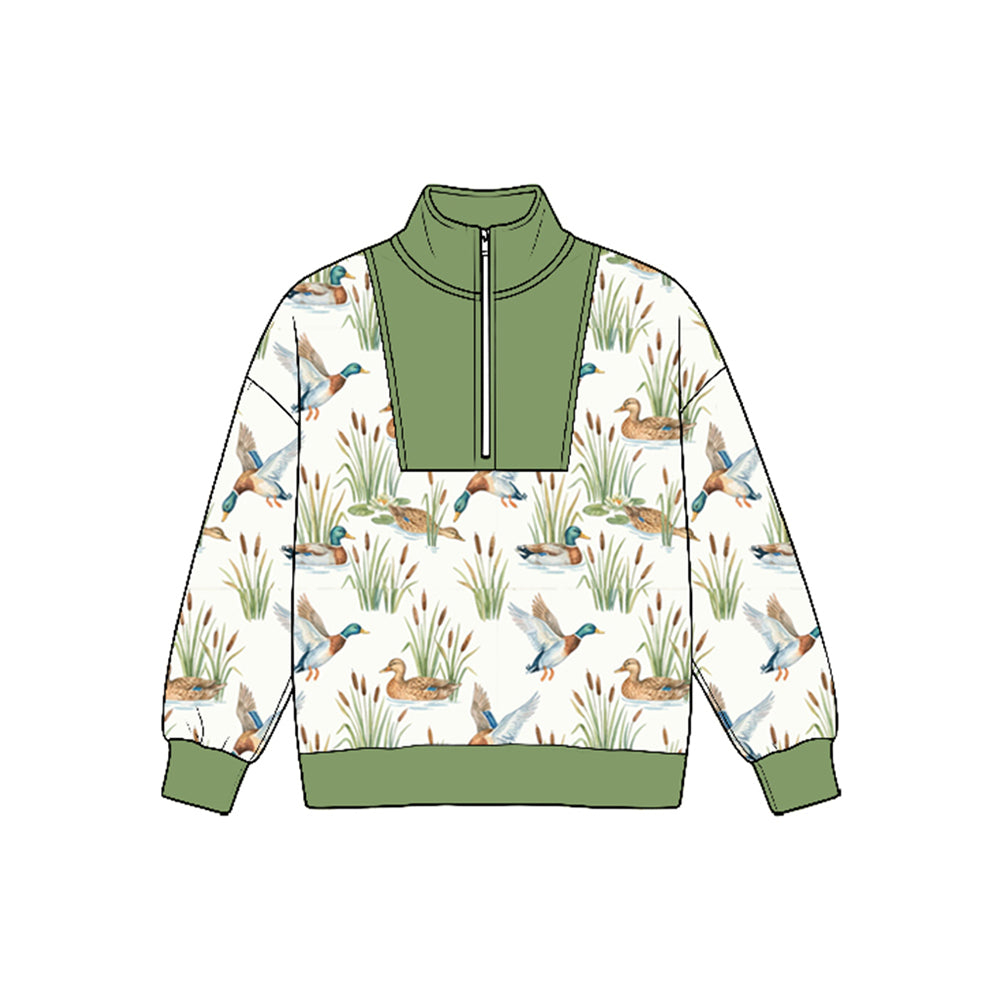 8.25 BT1944 Preorder Duck Print Boys Zipper Pullover Top