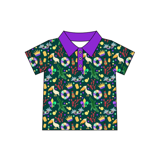 9.3 BT1961 Preorder Baby Boys Mardi Gras Carnival Short Sleeve Polo Shirt