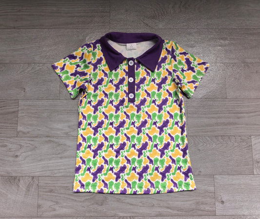 9.3 BT1962 Preorder Baby Boys Mardi Gras Camo Short Sleeve Polo Shirt