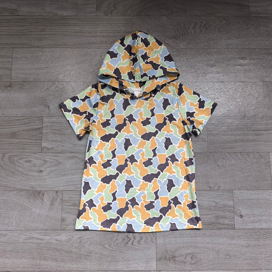 9.3 BT1963 Preorder Baby Boys Easter Bunny Camo Short Sleeev Hoodie Top