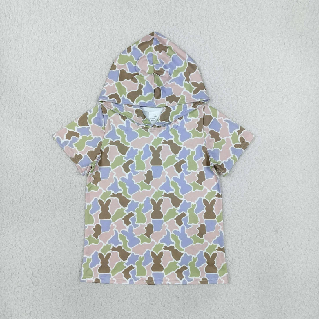 Sibling Toddler  Boys  Girls Easter Rabbit Camo Short Sleeve Hoodie Top
