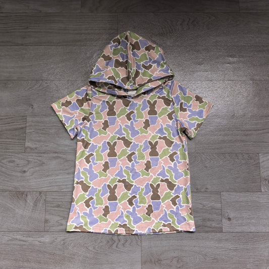 9.3   Preorder Baby Boys Easter Bunny Green Camo Short Sleeev Hoodie Top