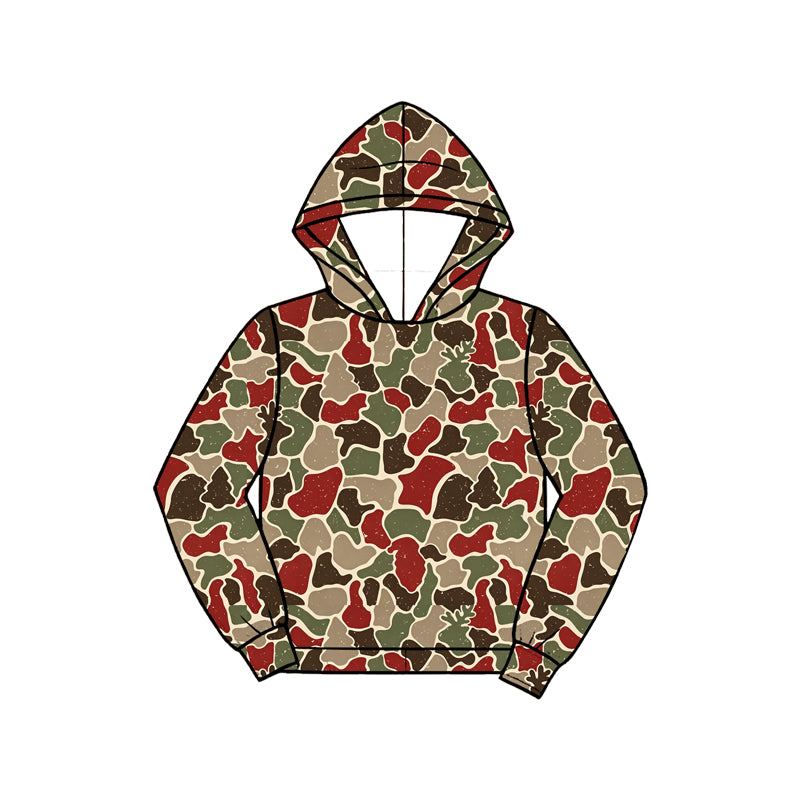 9.14 Preorder BT1971 Baby Boys Christmas Red Green Camo Long Sleeve Hoodie Top