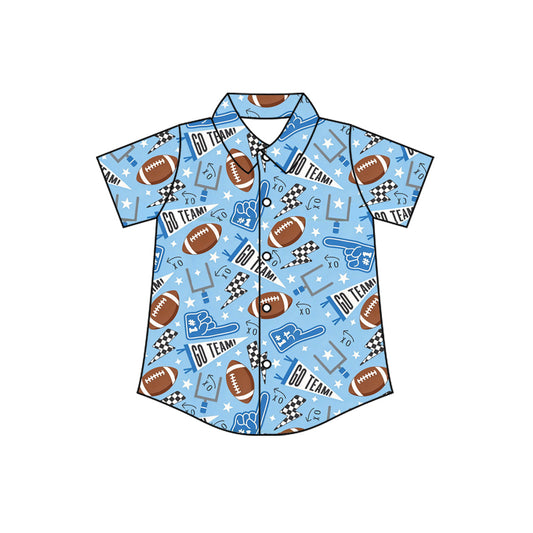 9.25 BT1982 Preorder  Kids Boys Go Team Football Short Sleeve  Button Shirt Top