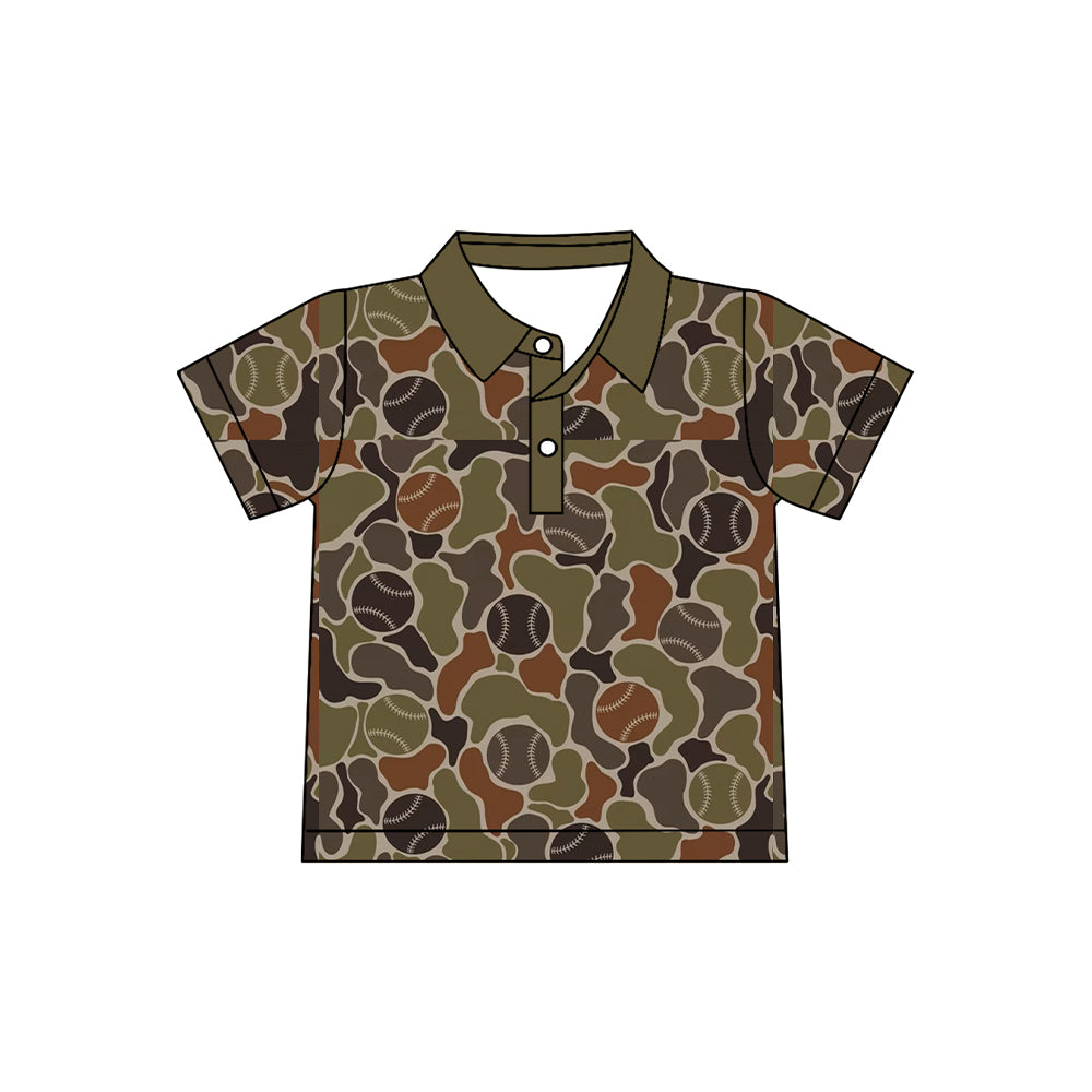 9.30 BT1984 Preorder Toddler Boys Baseball Camo Short Sleeve Polo Shirt Top