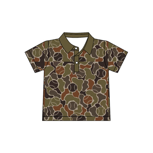 9.30 BT1984 Preorder Toddler Boys Baseball Camo Short Sleeve Polo Shirt Top