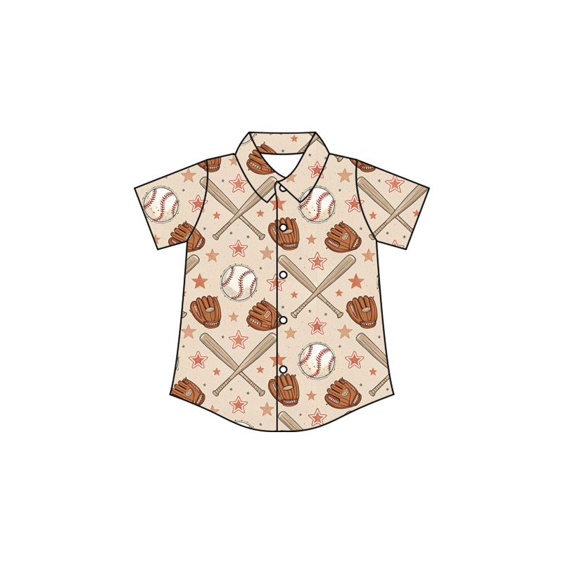 9.30 BT1985 Preorder Toddler Boys Baseball Stars Short Sleeve Shirt Top