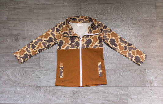 10.1 Preorder BT1998 Baby Boys Camo Zipper Pullover Top