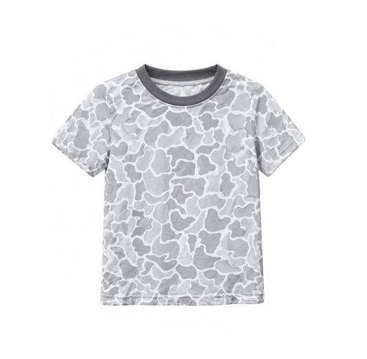 10.15 Preorder BT2005 Grey Camo Print Boys Short Sleeve Tee Shirts Top