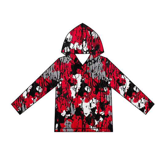 10.23 BT2026 Preorder Red Grey Black Camo Print Boys Long Sleeve Hoodie Top