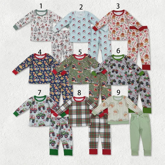 Sibling Baby Boys Christmas Santa Long Sleeve  Top Pants Outfit