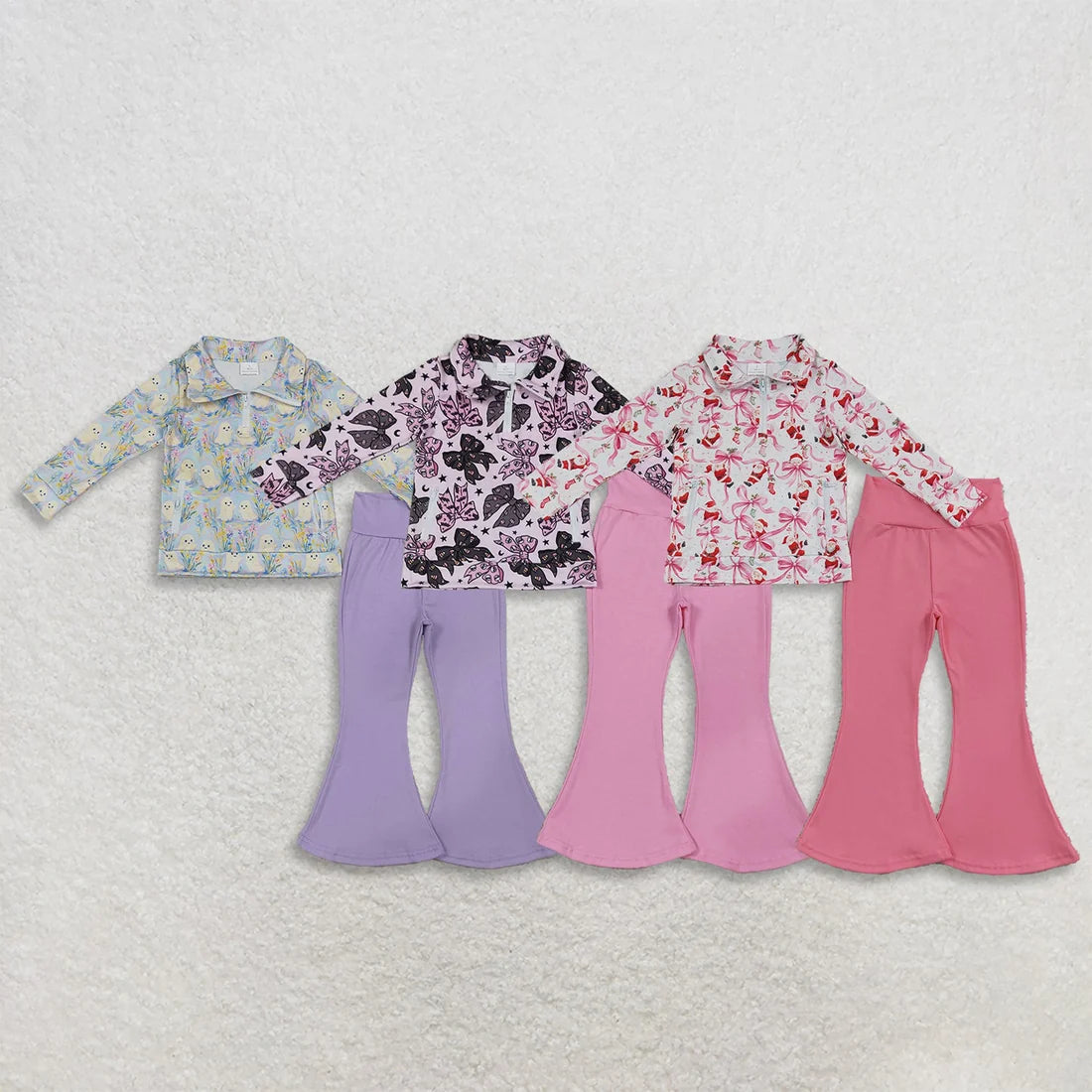 Sibling Baby Girls  Halloween Christmas Long Sleeve Zipper Pullover Top with Cotton Pants Outfit