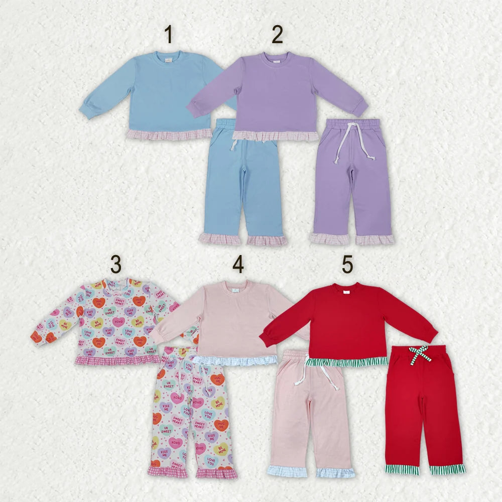 Sibling Kids Girls  Long Sleeve Top Ruffle Pants Outfit