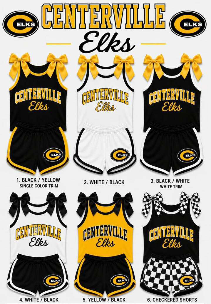 (Custom Design Preorder MOQ 5) Teams Centerville Elks Bows Vest Top Shorts Mommy and Me Summer Yoga Clothes Set