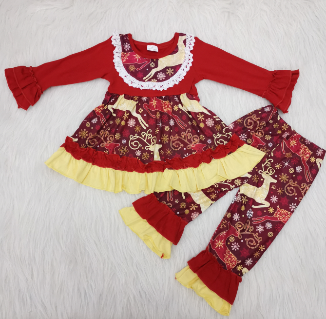 Long sleeve ruffles pants Christmas outfits   6 A22-30
