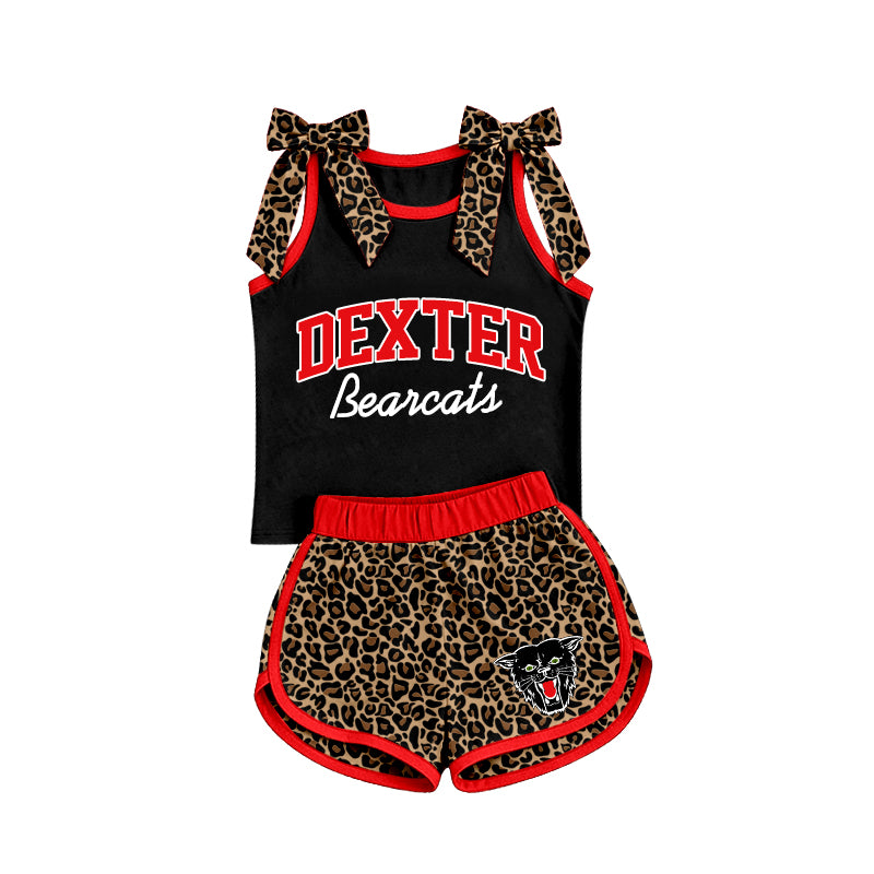 (Custom Design Preorder MOQ 5) Teams Dexter Bearcats Vest Top Leopard Shorts Mommy and Me Summer Clothes Set