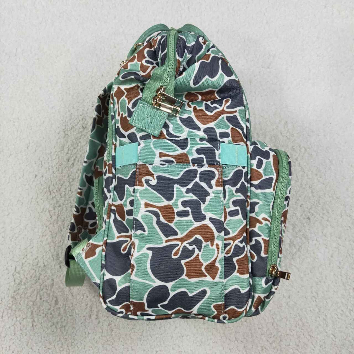 BA0404 Duck Embroidery  Green Camo Hunting Print Adult Baby Diaper Bags